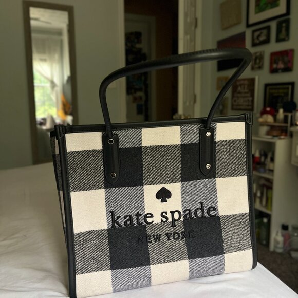 kate spade Handbags - Kate Spade Ella Plaid Print Large Zip Tote